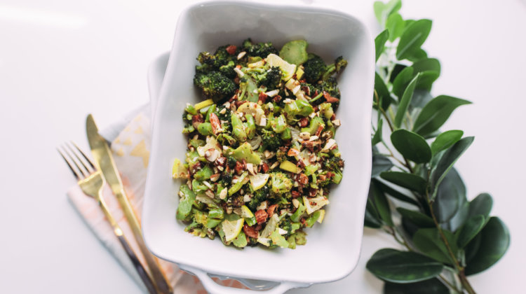 Roasted Broccoli Almond Salad