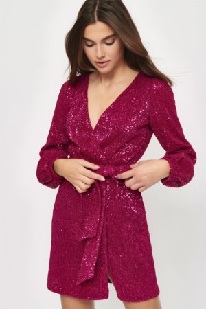 Dynamite Sequin Wrap Dress