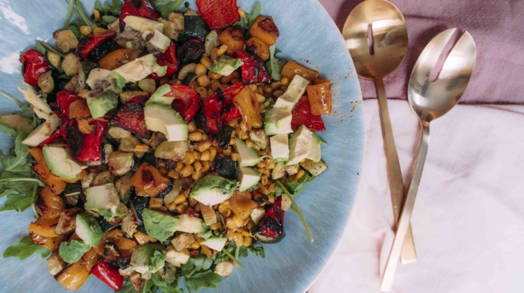 Grilled Vegetable Lentil Arugula Salad