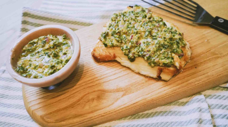 Halibut with Dijon Chimichurri