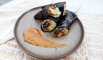 Rice Paper Wraps with Nut Butter Sauce