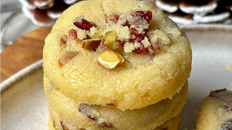 Dried Cranberry & Pistachio Shortbread Cookies